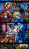 stained glass widow of nativity